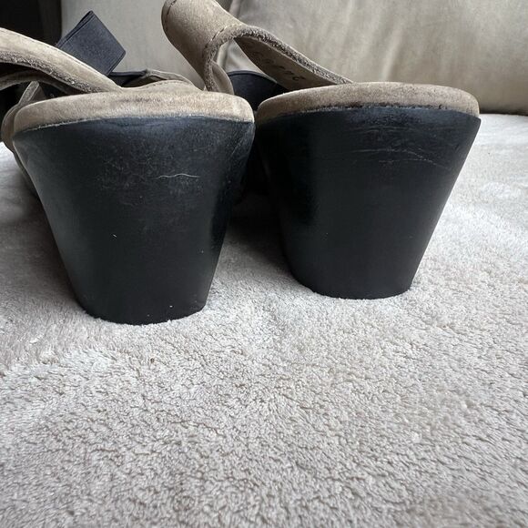 Arche Tan Nubuck Black Elastic Criss Cross Strap Heeled Sandal Women EU 40 US 9 - Picture 10 of 16